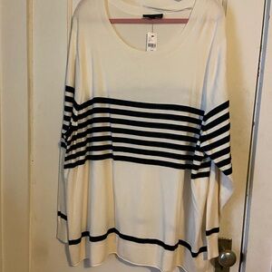 Lane Bryant White and Black Striped Women's